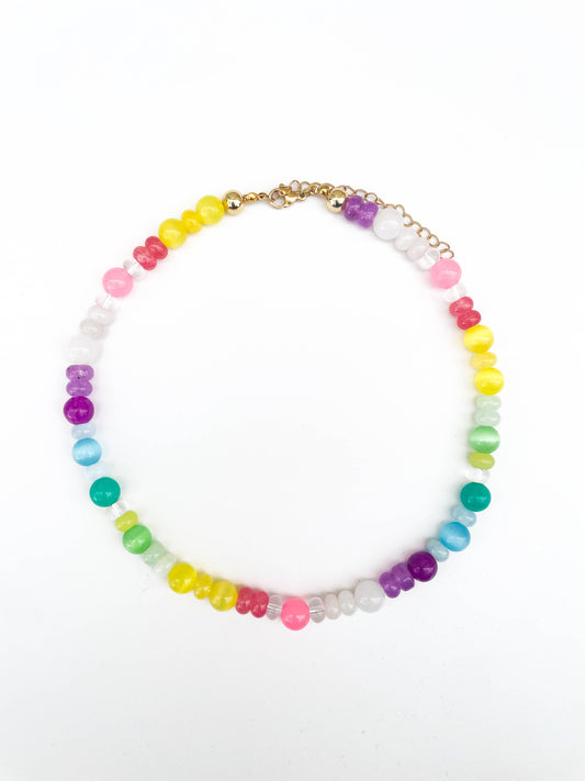 Sherbet Swirl - Rainbow Gemstone Bead Necklace