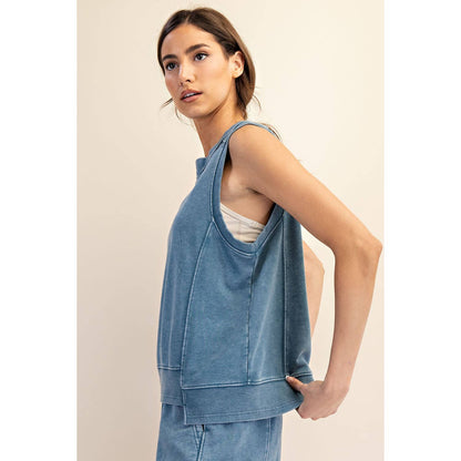 MINERAL WASHED SLEEVELESS PULLOVER