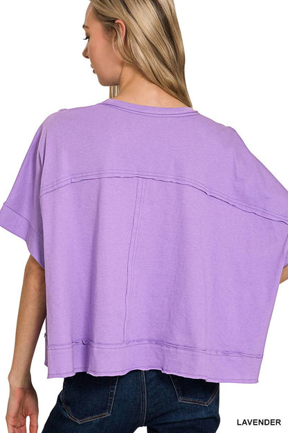 Sammy  Exposed Seam Raw Hem Oversized Tee