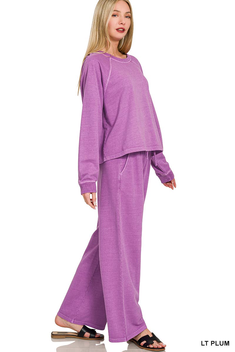 Darlin Day Set- Washed French Terry Pullover & Pants 2PC Set