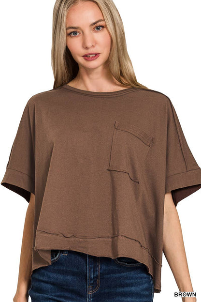 Sammy  Exposed Seam Raw Hem Oversized Tee