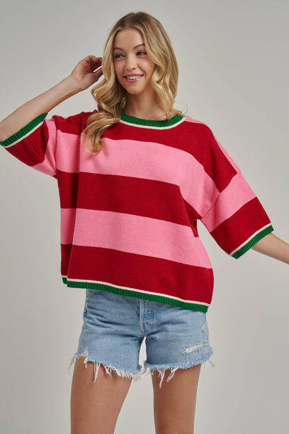CHRISTMAS WIDE STRIPE LOOSE FIT SWEATER