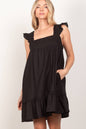 Madison Ruffled Solid Linen Backless Mini Dress
