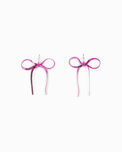 Ombre Snake Chain Bow Earrings