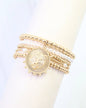 Carmen Coin Beaded Bracelet Set Tiger Worn Gold