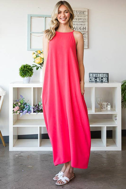 HAILEY SOLID WOVEN MAXI DRESS