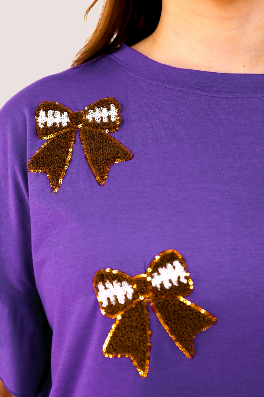Friday Night Sideline Sparkle Ruffle Top- Purple