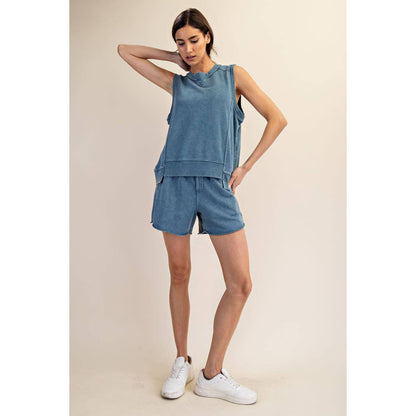 MINERAL WASHED SLEEVELESS PULLOVER