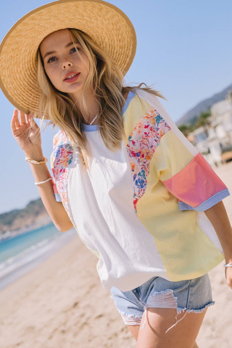 Christie Color Block Short Sleeve Tee Shirt