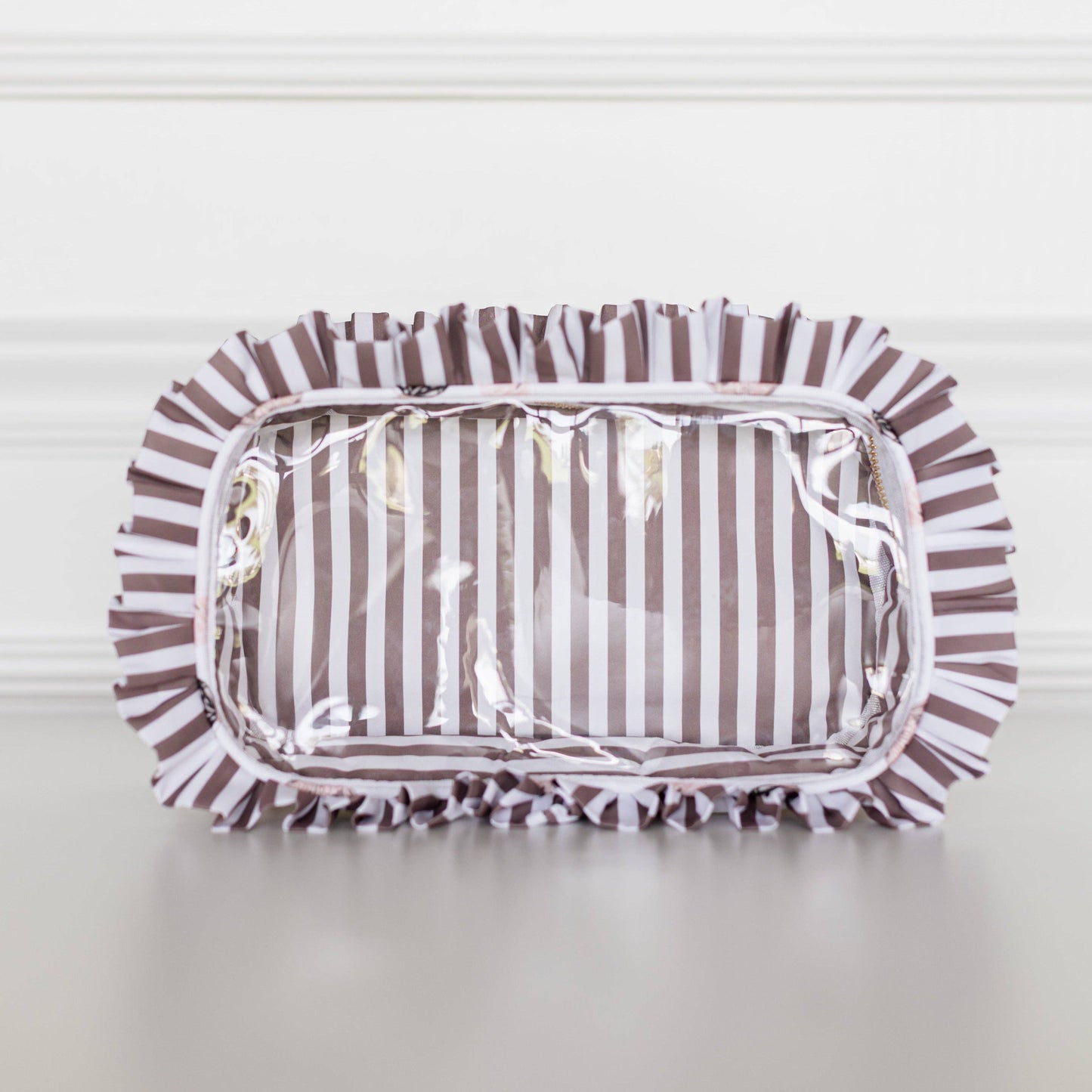 Butterfly Season Ruffled Nylon Large Clear Pouch