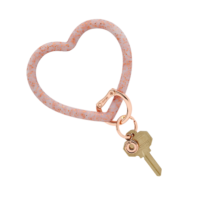 Silicone Heart Keychain - Rose Gold Confetti
