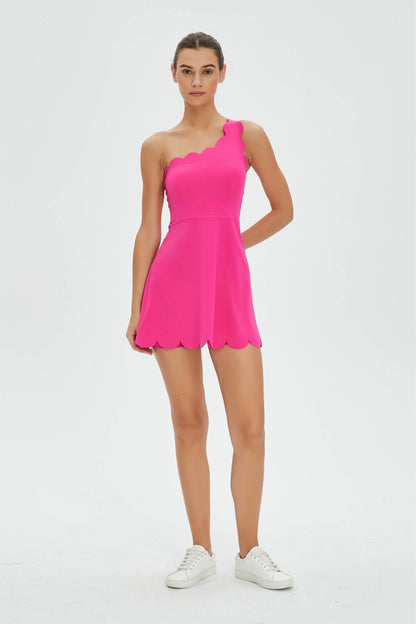 Gabriella Lycra® Scallop One Shoulder Active Dress