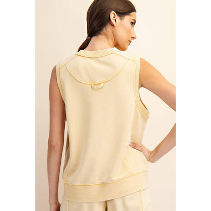 MINERAL WASHED SLEEVELESS PULLOVER