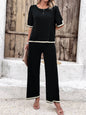 Abigale Contrast Trim Ribbed Knit Lounge Set