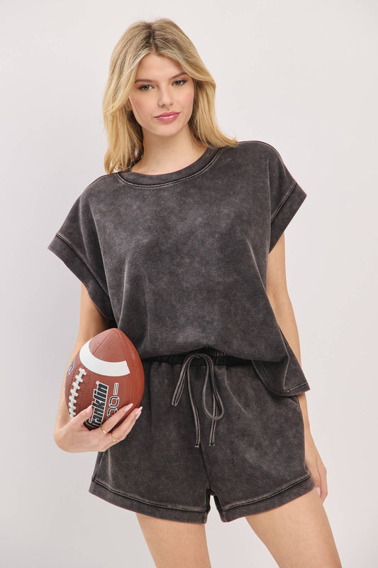 Tara Mineral Washed Top and Shorts Set