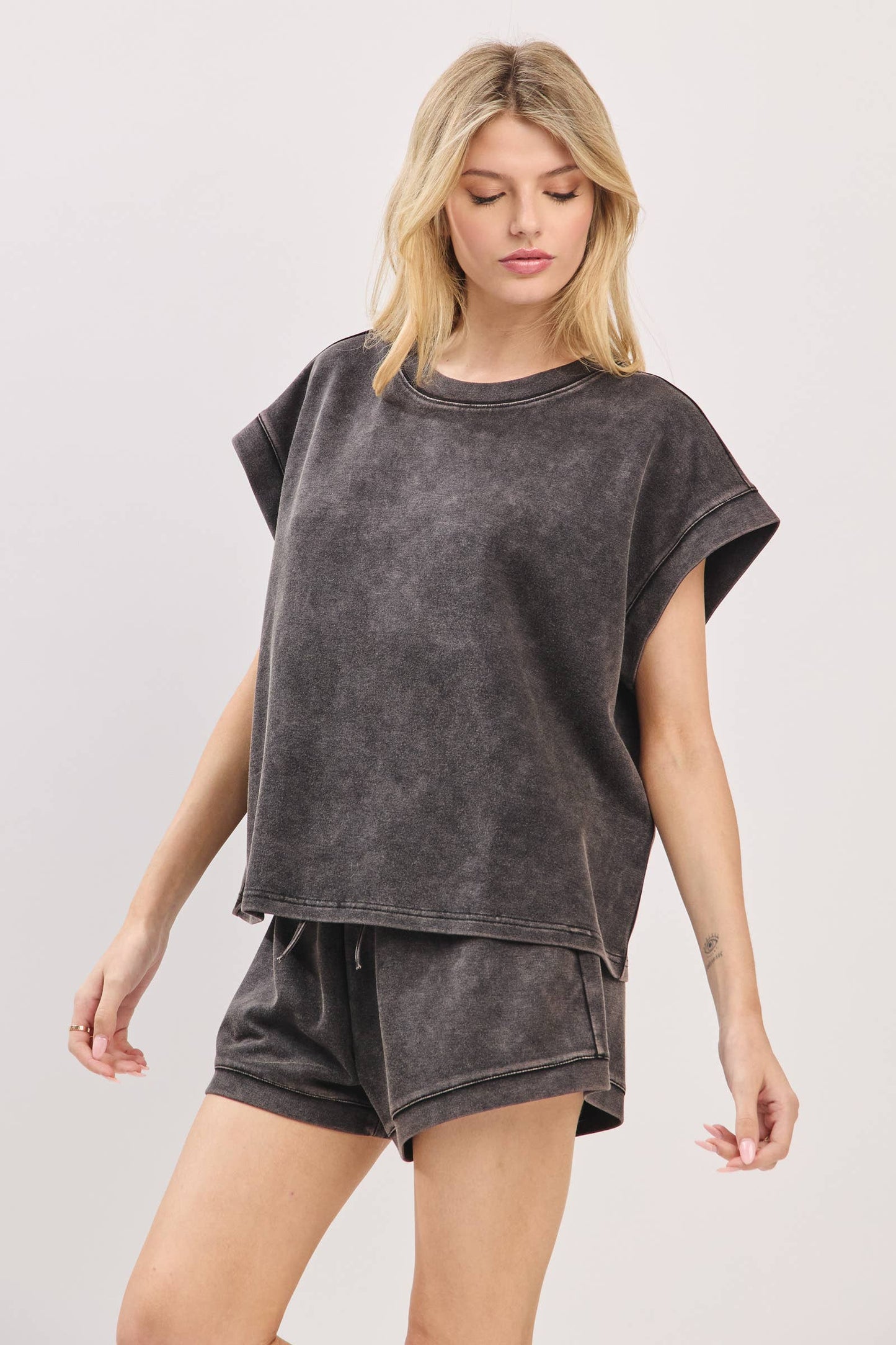 Tara Mineral Washed Top and Shorts Set