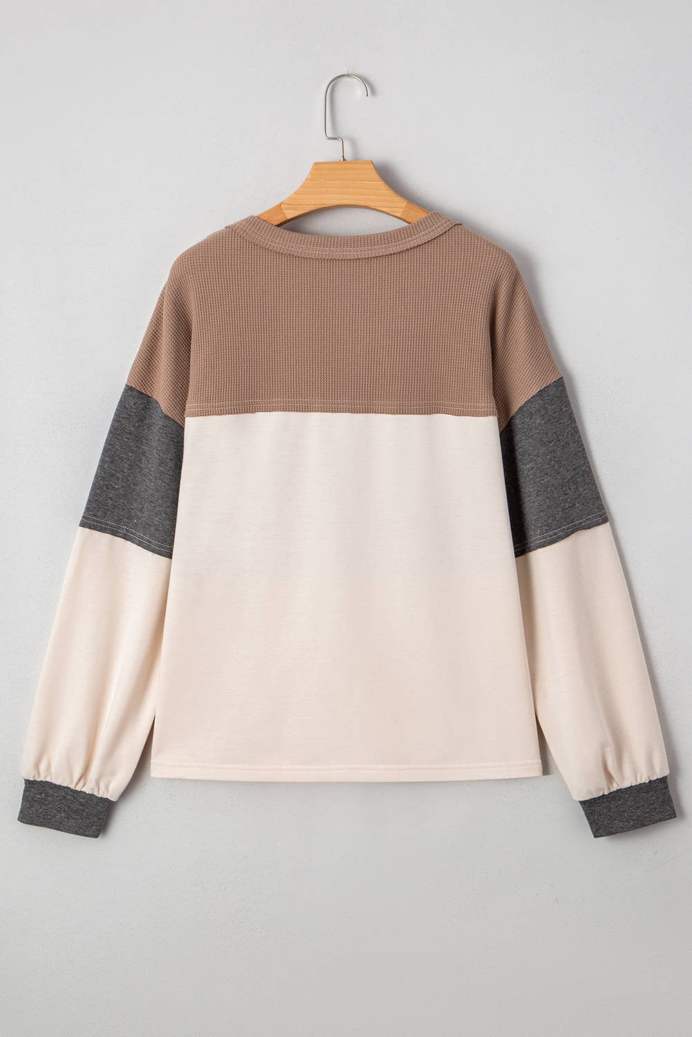Patchwork Loose Henley Top (S-XL)