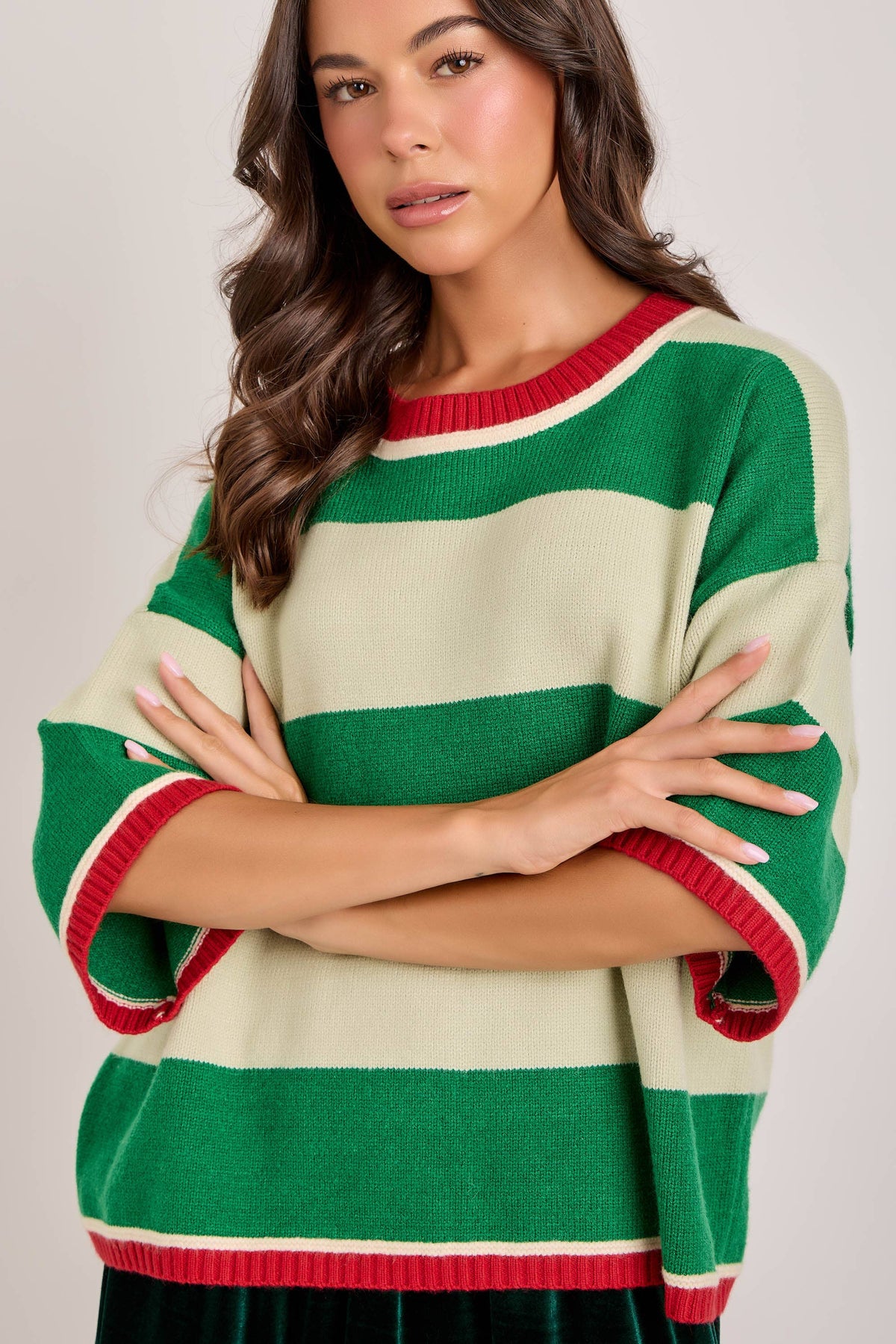 CHRISTMAS WIDE STRIPE LOOSE FIT SWEATER