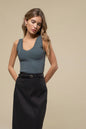 Dani SCALLOP EDGE SLEEVELESS SWEATER KNIT CROP TOP