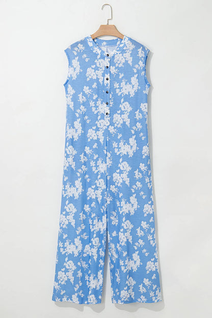Daisy Floral Wide Leg Relaxed Jumpsuit