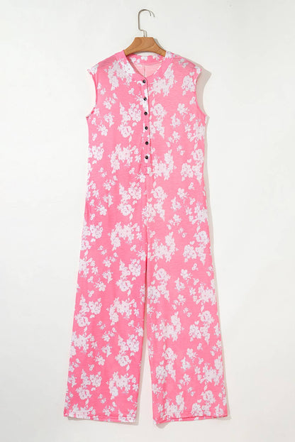 Daisy Floral Wide Leg Relaxed Jumpsuit