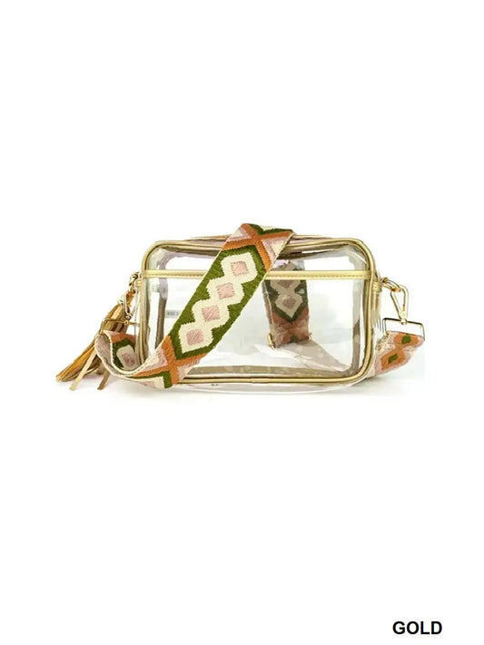 Clear Courtney Stadium Crossbody in Gold