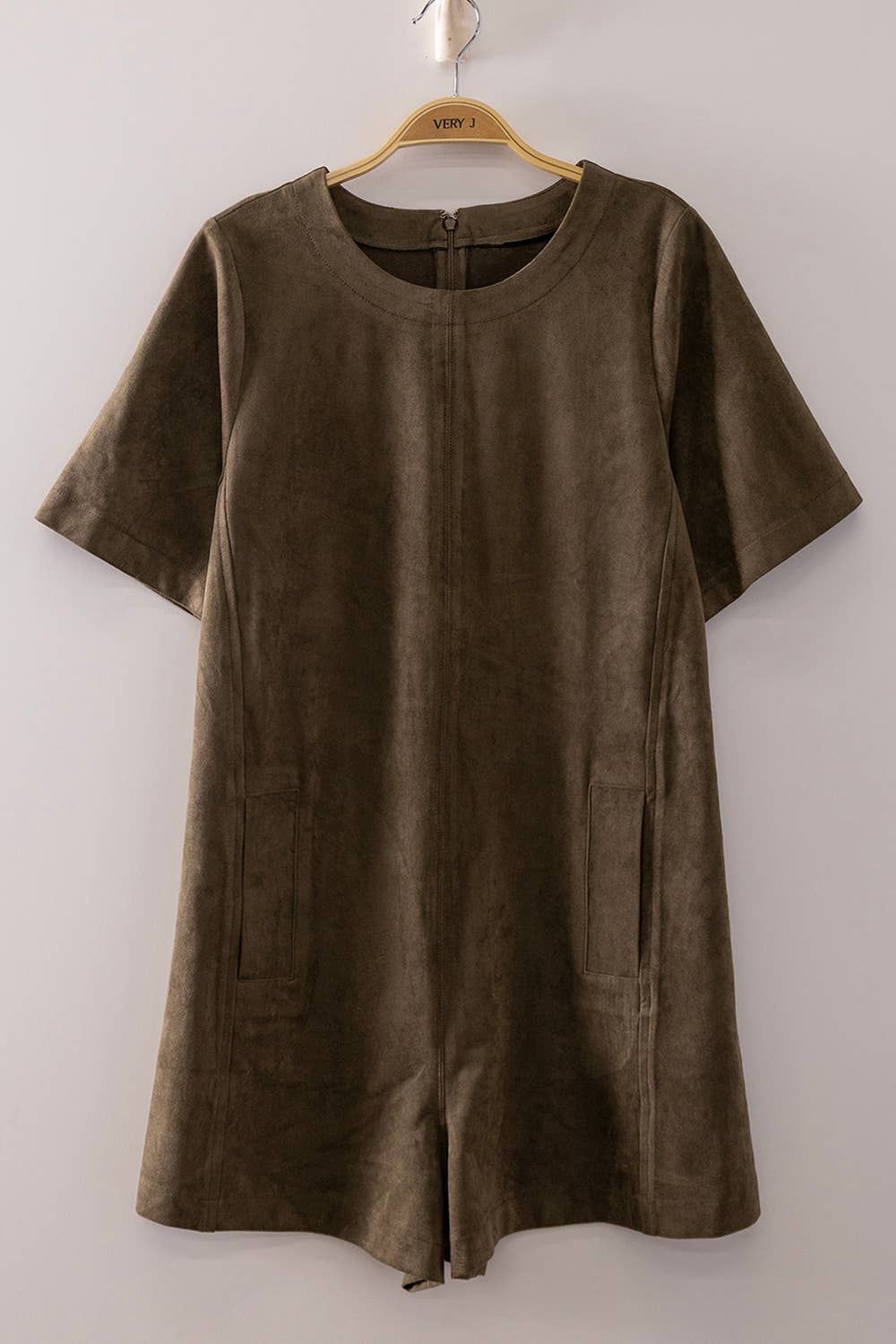 Hazel Suede Short Sleeve Romper