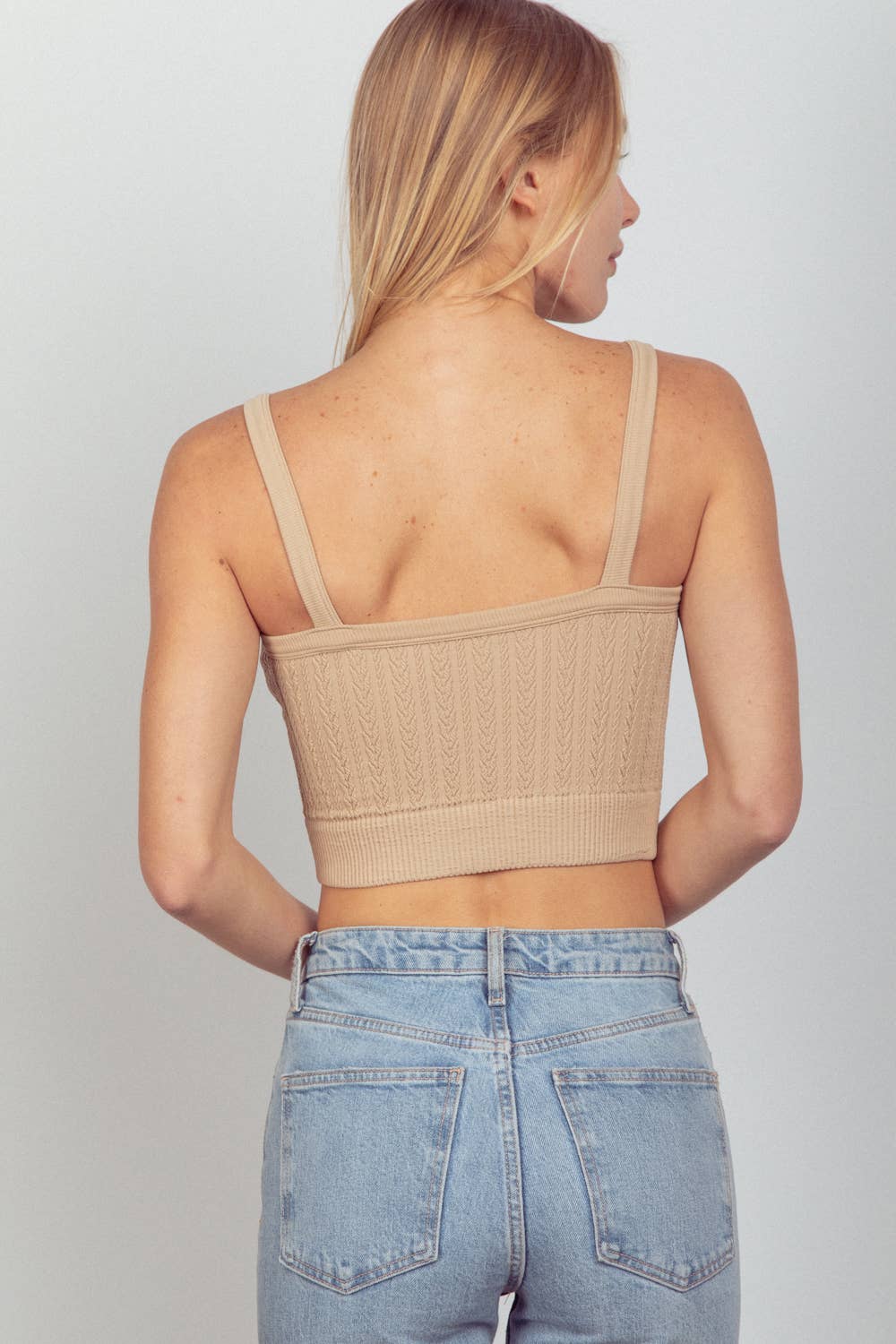 Blakely Cable Ribbed Fitted Crop Knit Tank Top