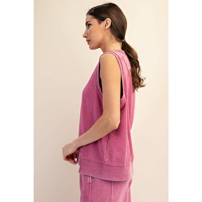 MINERAL WASHED SLEEVELESS PULLOVER