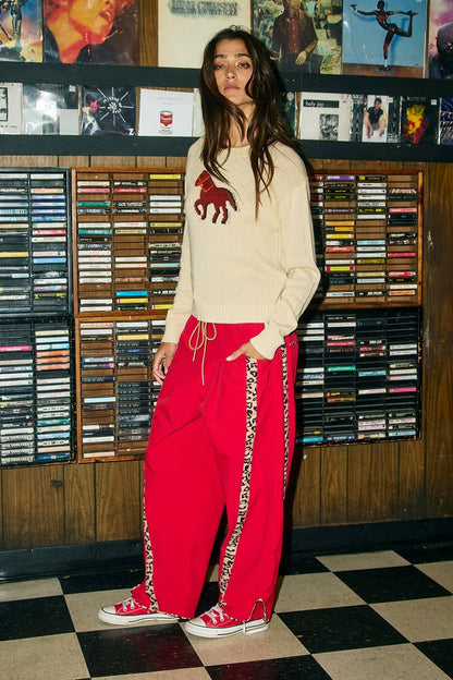 Cheetah Side-Striped Windbreaker Pants