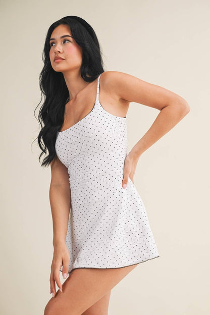 Polka Dot Print Lace Trim Ruffle Mini Dress 🥚
