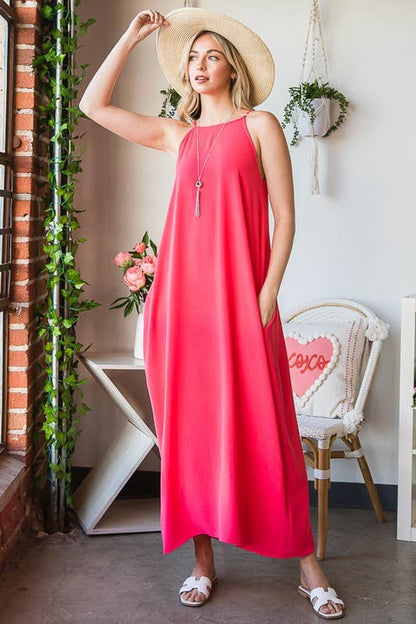 HAILEY SOLID WOVEN MAXI DRESS