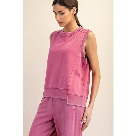 MINERAL WASHED SLEEVELESS PULLOVER