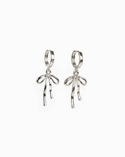 Droopy Bow Drop Huggie Earrings