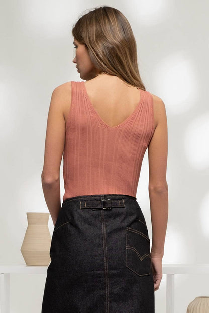 Nora SLEEVELESS V NECK SWEATER KNIT TOP
