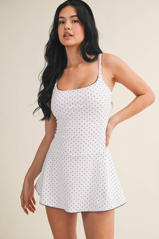 Polka Dot Print Lace Trim Ruffle Mini Dress 🥚