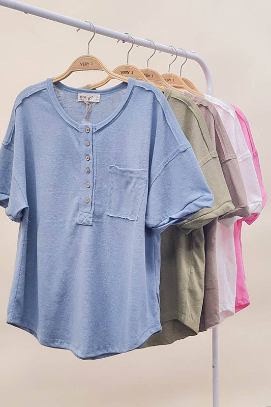 Twisted Sleeve Band Henley Top