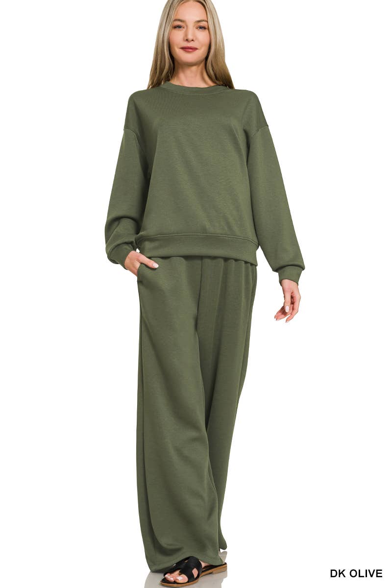 Sunday Snuggle Scuba Crewneck Pullover & Pants 2 Piece Set