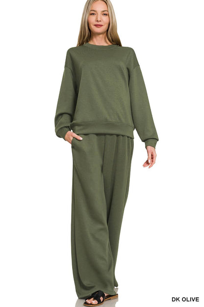 Sunday Snuggle Scuba Crewneck Pullover & Pants 2 Piece Set