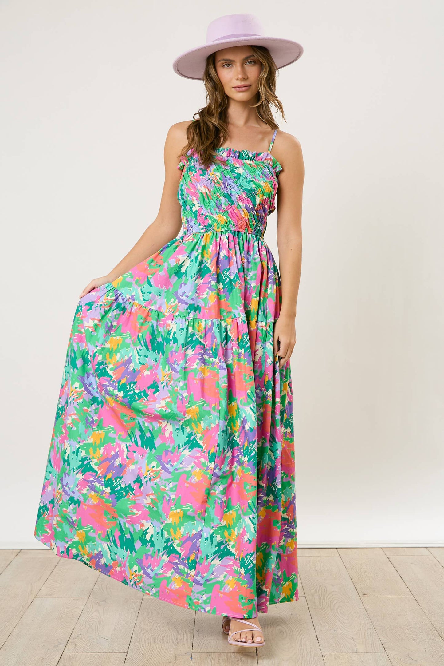 Lily Poplin Floral Print Smocked Maxi Dress - Preorders
