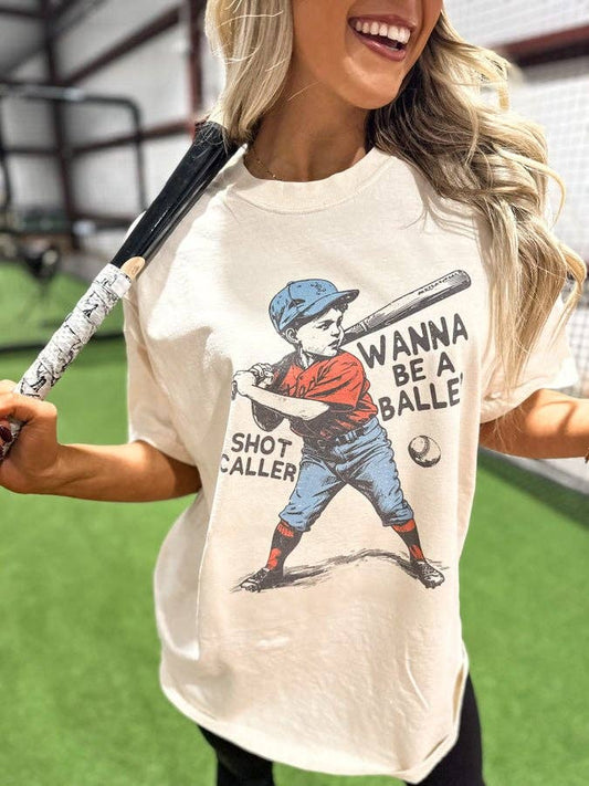 Wanna Be A Baller Ivory Graphic Tee