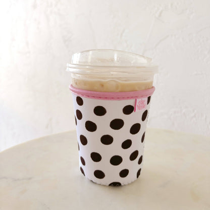 Coffee Cup Cover - Brown Polka Dots