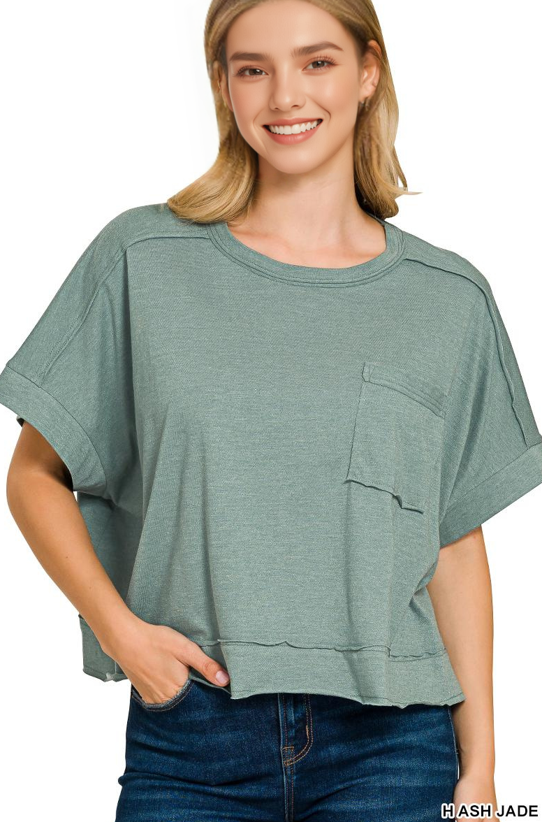 Sammy  Exposed Seam Raw Hem Oversized Tee