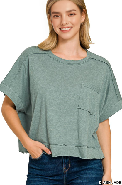 Sammy  Exposed Seam Raw Hem Oversized Tee
