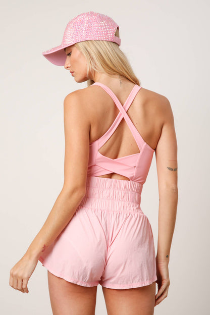 Faith Washed Sporty Romper