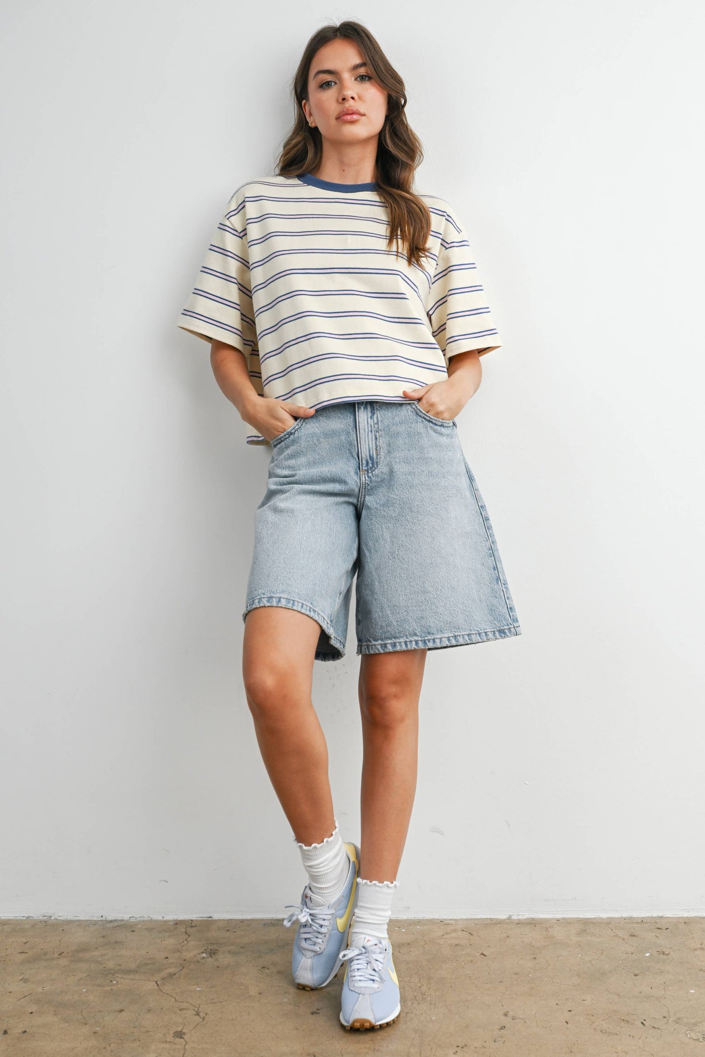 Sam Striped Boxy Cropped T-Shirt