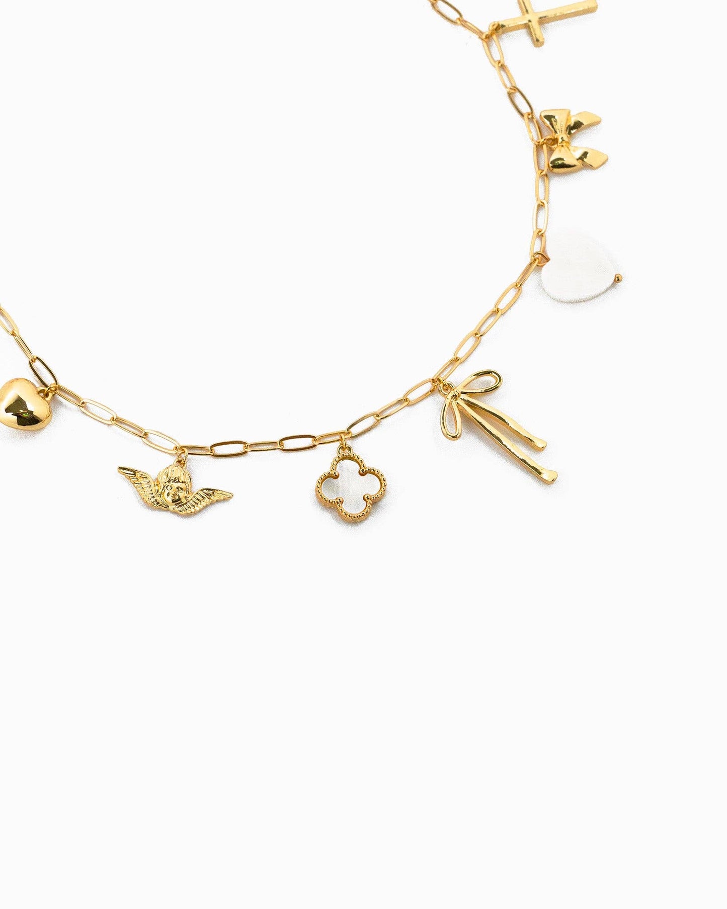 Bow Multi Gold Chunky Charm Bracelet
