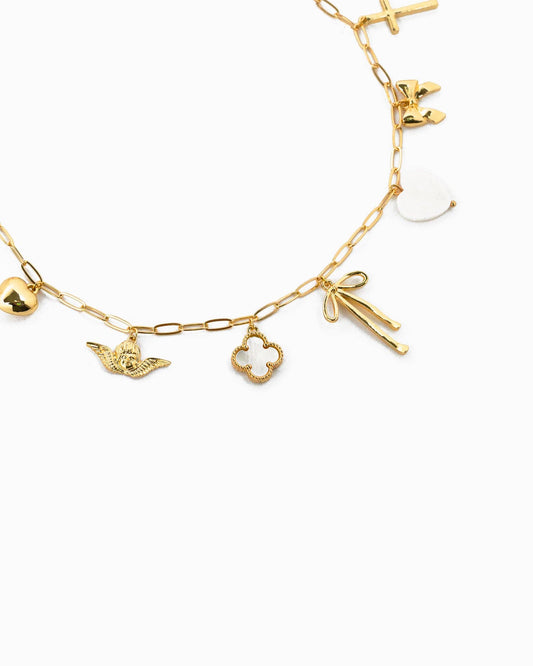 Bow Multi Gold Chunky Charm Bracelet