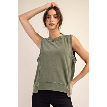 MINERAL WASHED SLEEVELESS PULLOVER