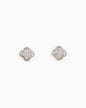 Open Frame CZ Pave Clover Stud Earrings